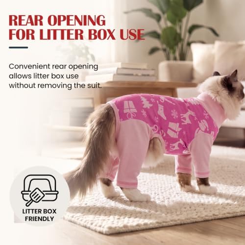 DENTRUN Cat Christmas Onesie, Soft Fleece Recovery Suit Pajamas for Cats - Image 6