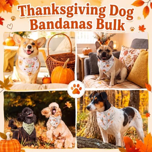 Huhumy 100Pcs Fall Dog Bandanas Bulk Autumn Pet Scarf Bib Neckerchief Decor - Image 2
