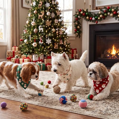 Preboun 50 Pcs Chriastmas Paw Print Dog Bandanas Bulk, Xmas Party - Image 4