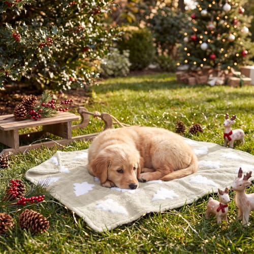 Horaldaily Beige Christmas Trees Shape 3D Textured Pets Blanket 30x40 - Image 5
