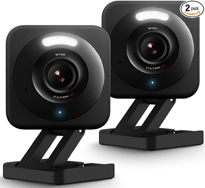 WYZE Cam v4 (Latest Model), 2.5K AI Security Camera, Indoor/Outdoor Cameras for Home Security, Baby Monitor & Pet Camera, Color Night Vision, No Subscription Required (2 Pack)