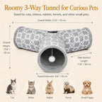 Plush Inside 3 Way Cat Tunnel Geometric, Diameter 9.8 Inch - Image 5