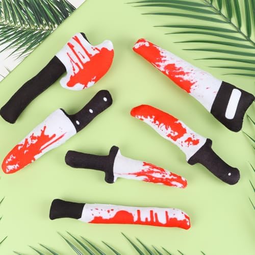 FOIMAS 6pcs Catnip Toys,Knife Shaped Catnip Toys Horror Teething Chew Plush Toys for Cat Kitten Teeth Cleaning Inreractive Toys Indoor Outdoor Halloween Christmas - Image 4