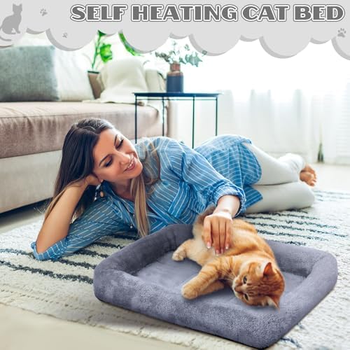 Sintuff 4 Pack Self Warming Cat Bed 15.7 x 11.8 Inch Cat Bed for Indoor Cats Heated Pet Crate Mat Extra Warm Thermal Dog Pad Anti-Slip Puppy Kitten Cushion for Pet Lovers Winter Gifts for Christmas - Image 6