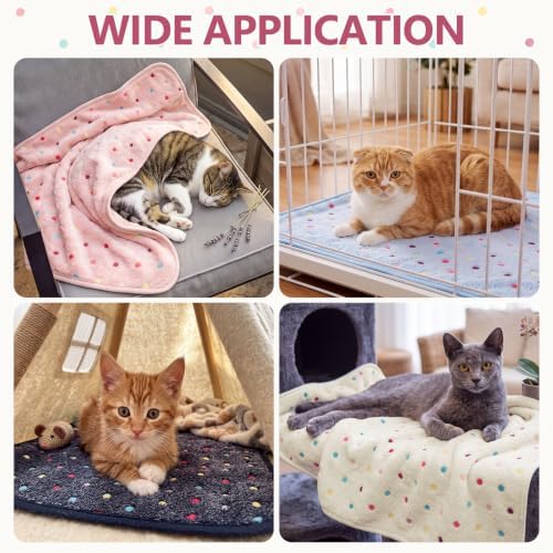 Tatuo 4 Pcs Fleece Dog Blanket for Puppy Cat, Multicolor, 24 x 16 in, Dot - Image 4