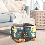 Bolaz Halloween Scene Haunted House Storage Bins with Lids and Handles, Storage Box Basket with Cover Collapsible Organizer Containers for Home Closet, Shelves - Image 5