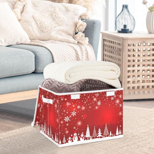 Bolaz Storage Bins with Lids and Handles, Christmas Tree Snowman Storage Box Storage Basket with Cover Collapsible Organizer Containers for Home Closet, Shelves - Image 5