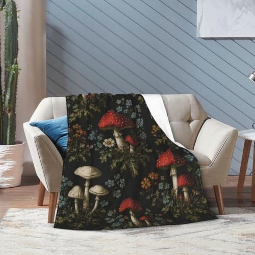Mushroom Floral Blanket Cottagecore Throw Stuff Gifts 80"x60" - Image 5