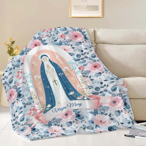 Virgin Mary Throw Blanket Christian Religious Scripture Catholic Spiritual Stuff Gifts for Adults Women Soft Cozy Warm Plush Fluffy Fuzzy Fleece Blanket Decor 40''X50'' - Image 2