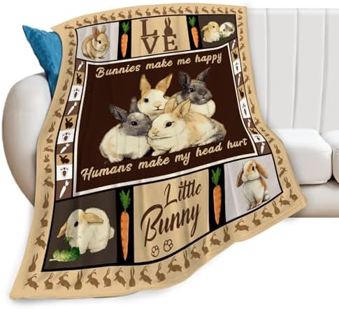 Bunny Throw Blanket Rabbit Bunny Stuff Gifts for Kids Girls Boys Adults Women Men Soft Cozy Warm Plush Fluffy Fuzzy Fleece Blanket 50''X60'' - Image 7