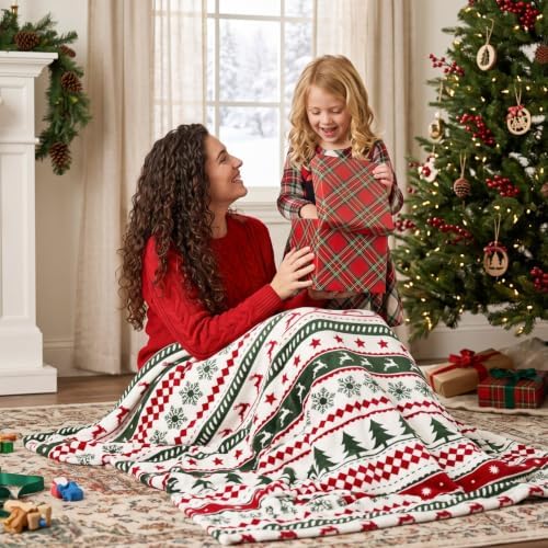 BEDELITE Christmas Stripe Blanket for Decor & Gift, Red Green, 50"x60" - Image 3