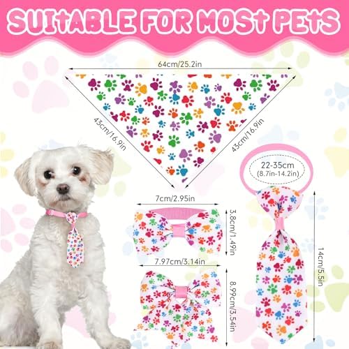 Reginary 120 Pcs Paw Bone Print Dog Bandanas Bulk Dog Bows Set Bow Ties Cat Scarf Colorful Washable Triangle Pet Kerchief Cute Bib for Summer Small Medium Large Pets Grooming Accessories Costume - Image 2