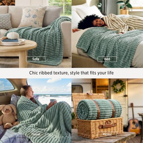 Bedsure Soft Twin XL Blanket for Bed Dorm Sage Green 66"x90" - Image 4