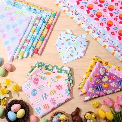 Geyoga 240 Pcs Dog Bandanas Bulk 4th of July Patriotic Pet Bandanas Adjustable Summer Triangle Dog Grooming Scarf Bibs Kerchief for Small Medium Large Cats Pet Costume(Easter) - Image 5