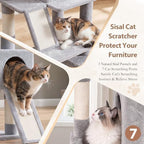 Gitelsnour Cat Tree, 71'' Tower for Large Cat with Scratching Post, GCT032W - Image 2