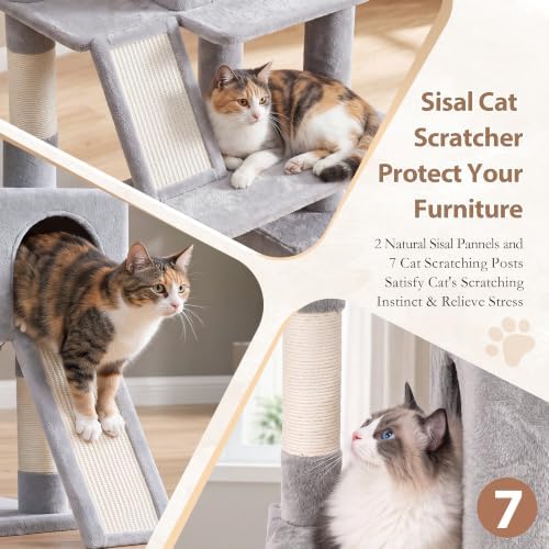 Gitelsnour Cat Tree, 71'' Tower for Large Cat with Scratching Post, GCT032W - Image 2