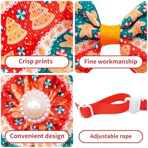 120PCS Christmas Dog Bows Bulk 20PCS Bowties with Adjustable Collar 40PCS Hair Bows 60PCS Flowers and Bowties Attachments for Girl Female Boy Male Dogs Grooming Accessories - Image 3