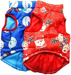 SEIS 2 Pcs Christmas Dog Cotton Wadded Jacket Snowman Pet Coat with Harness Hook Xmas Elk Cats Hoodie Vest Santa Claus Puppy Costume for Cats Small Medium Dogs (S (Chest Circumference 44cm/17.32")) - Image 7