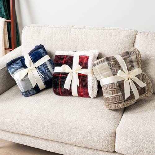 PAVILIA Twin Plaid Sherpa Throw Blanket for Couch Sofa Bed, Black Red 60x80 - Image 7