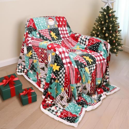 Gogreen Christmas Sherpa Fleece Twin Blanket for Couch Bed Sofa Adults -Soft and Warm Blanket for Winter, Thick and Fuzzy Throw Blanket (Twin - 60" x 80") - Q - Image 2