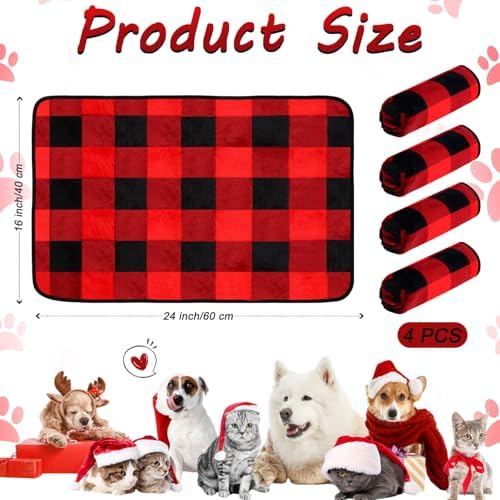 Reginary 4 Pcs Guinea Pig Fleece Cage Liners, Plaid, 24 x 16 Inch - Image 2