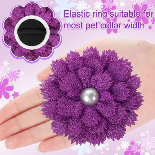 Hoteam 50 Pcs Dog Collar Flowers Bows Accessories, Purple - Image 4