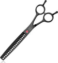 JASON Dog Grooming Chunker Scissors - 7" Professional Thinning Shears Black | 18 Teeth Japanese Stainless Steel Hair Scissor for Dogs, Cats and Other Pets, Gift