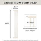 Lumizone 55.12" Extra Tall Pet Gate Extension Kit 8.27" Wide Cream | Extra Tall Cat Gate for Dog Doorway Hallway Stairs Pressure Mounted 1.37" Gap No Drilling
