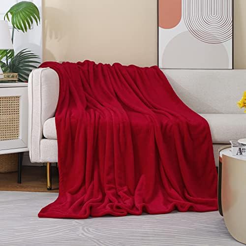 Red Fleece Plush Throw Blanket 60"x80"for Couch Sofa Fuzzy Cozy Flannel by JIAHANNHA