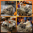 Breling Halloween Ghost Skeleton Flannel Throw Blanket 60"x50" Fuzzy Couch - Image 5
