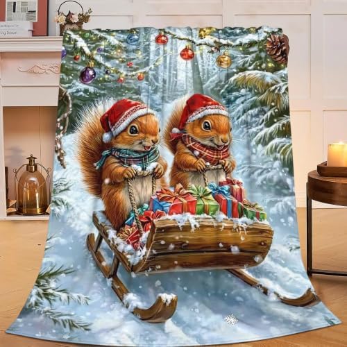 Christmas Squirrel Blanket Squirrel Throw Stuff Gifts 80"x60" - Image 3