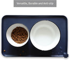 Hoki Found Silicone Pet Food Mats Tray - High-Lips Pet Dog Cat Bowl Mats - Dog Pet Cat Feeding Mat - Waterproof Dog Cat Food Mats -Pet Water Mats for Floors - French Navy