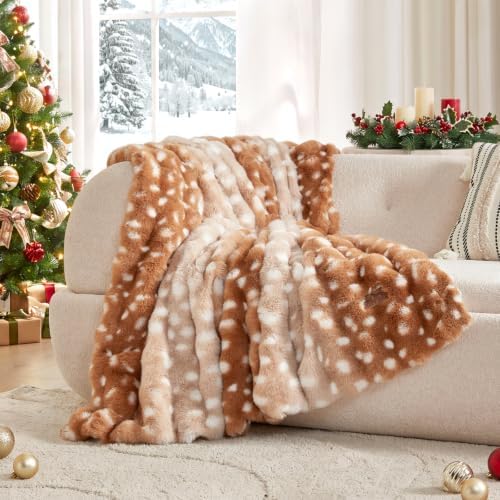 COZY KISS Deer Print Blanket, Faux Fur Dog Blanket for Christmas, 50"x60" by COZYKISS