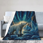 Polar Bear Blanket Aurora Arctic Night Throw Stuff Gifts 50"x40" - Image 2