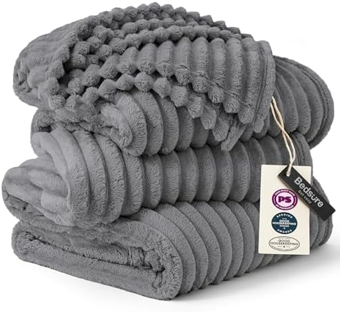 Bedsure Soft Large Fleece Blanket for Bed Frost Gray 120"x120" by BEDSURE