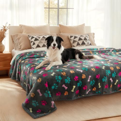 Luciphia Waterproof Dog Blanket Reversible Sherpa Fleece for Large Dogs Cat by luciphia