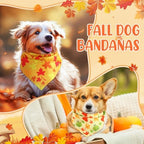 Preboun 50 Pcs Fall Dog Bandanas Bulk, Autumn Pumpkin Maple Leaves Pattern - Image 2