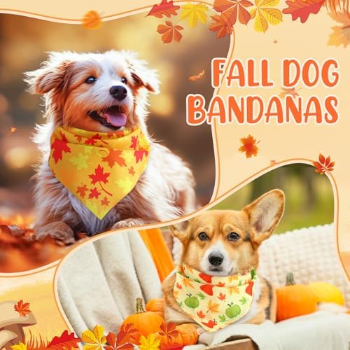 Preboun 50 Pcs Fall Dog Bandanas Bulk, Autumn Pumpkin Maple Leaves Pattern - Image 2
