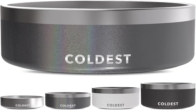 Coldest Dog Bowl - Anti Rust Metal, Non Slip, 3 Layers Insulated Stainless Steel Dog Bowls - Spill Proof & Heavy Duty - Water Bowl for Dogs, Cats & Pets, Dish Washer Safe (42 oz, Stardust Glitter)