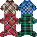 XPUDAC 4 Pack Dog Pajamas Plaid Dog Clothes for Small Medium Dogs Girl Boy Comfy Puppy Onesie Pet Christmas Outfit Cat Pjs Jammies, 2XL by XPUDAC