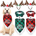 Frienda 6 Pcs Dog Christmas Reindeer Antler Bandana,Cute Style,Red, Green by Frienda