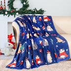 Tupmnbry Christmas Throw Blanket Christmas Cat Printed Blanket Super Soft Flannel Fleece Blankets Winter Plush Fuzzy Warm Bed Blankets Xmas Holiday Decor for Couch Bed 50"X60" by Tupmnbry