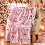 FuWeave Pink Santa Claus Christmas Throw Blanket 50 x 60 Inches - Image 4