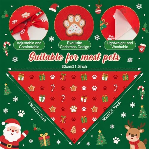 Preboun 50 Pcs Chriastmas Paw Print Dog Bandanas Bulk, Xmas Party - Image 3