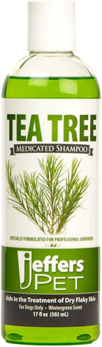 Jeffers Pet Tea Tree Medicated Deodorizing Dog Shampoo for Dry Skin, 17 oz