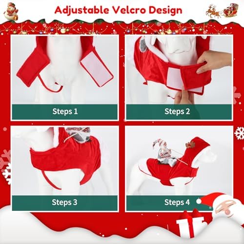 BWOGUE Santa Dog Costume, Dog Christmas Outfit, Riding Pet Costume, Size M - Image 6