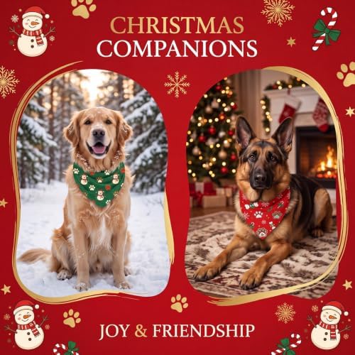 Preboun 50 Pcs Chriastmas Paw Print Dog Bandanas Bulk, Xmas Party - Image 2
