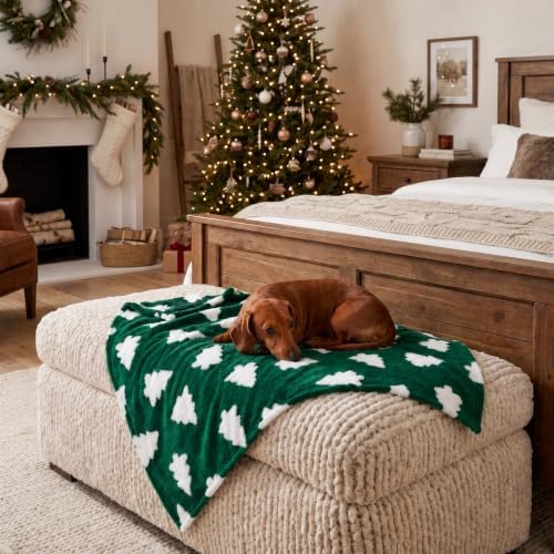 Horaldaily Christmas Green Trees Shape 3D Textured Pets Blanket 30x40 - Image 2