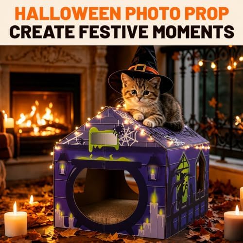 Halloween Cardboard Cat House Scratcher & Play Gift for Indoor Cats - Image 6