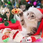 Christmas Stocking Cat Toys, 15PCS Christmas Cat Toy Set with Mouse, Squeaky Toys, Balls, Cat Teaser, Indoor Interactive Cat Toy Gift - Red - Image 2